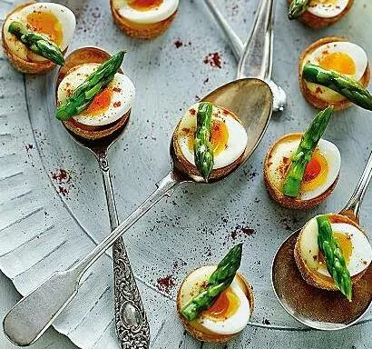 Quails Eggs on Spoons